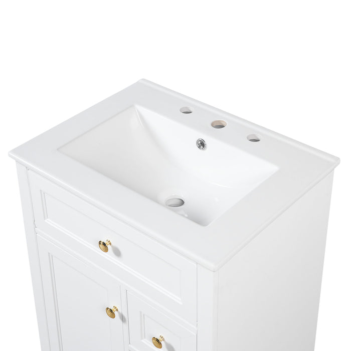 Modern Bathroom Vanity With Sink, 3 Drawers & Cabinet With 2 Tier Door Storage