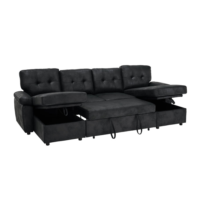 Convertible Sectional Sofa Bed With Pull Out Sleeper And Storage
