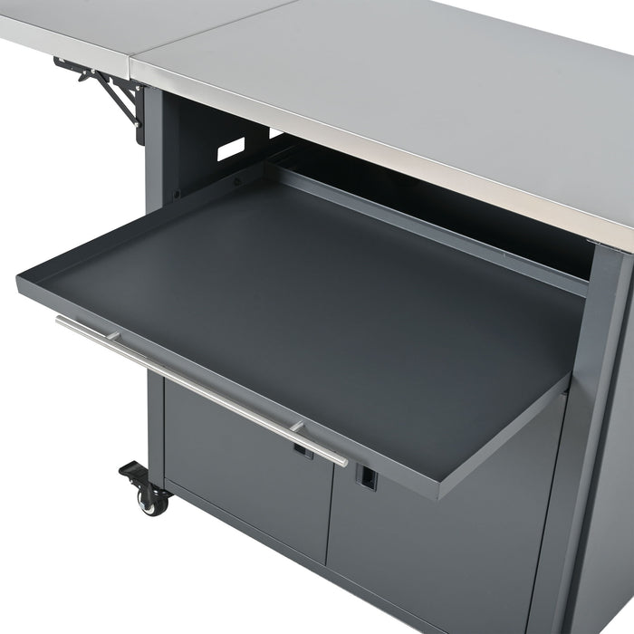 Foldable Outdoor Prep Station BBQ Cart With Trash Rack