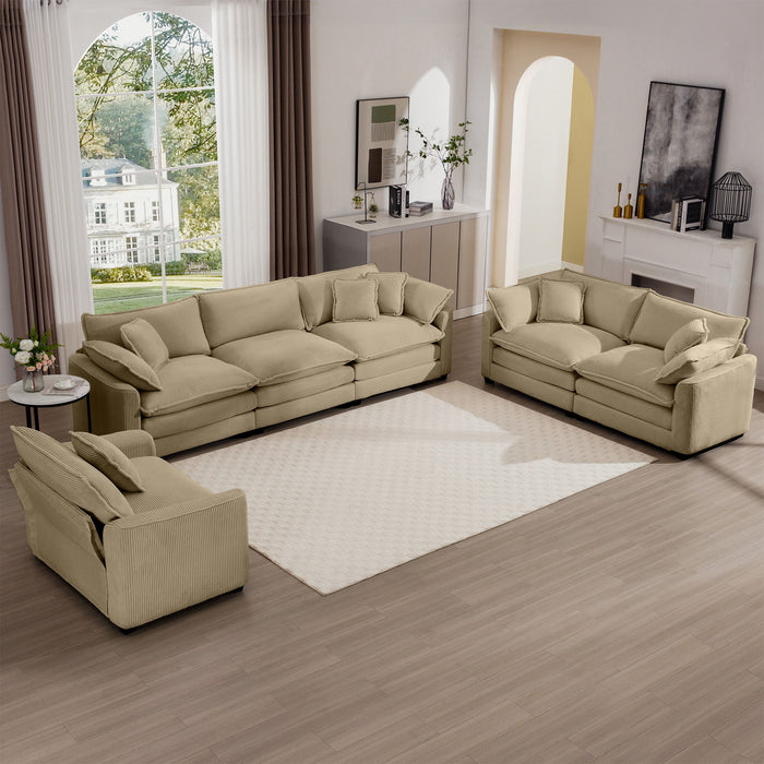 Elegant Corduroy Oversized Sectional Sofa Set With Deep Seats And Flexible Layout