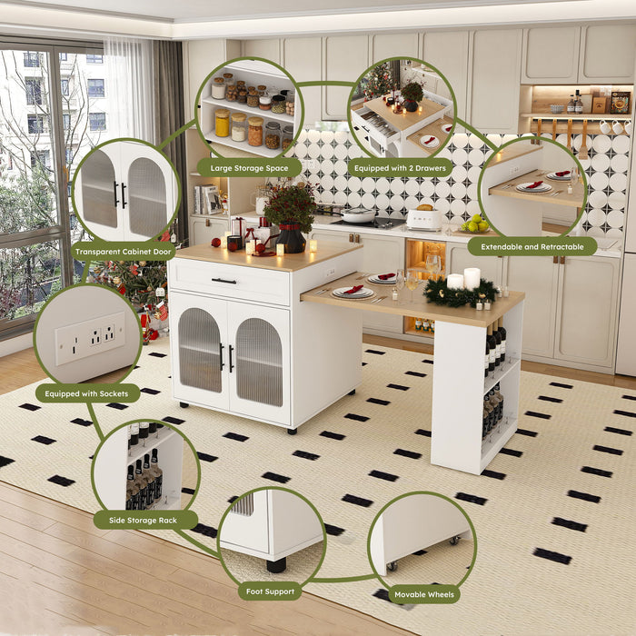 Expandable Kitchen Island With Power Outlet