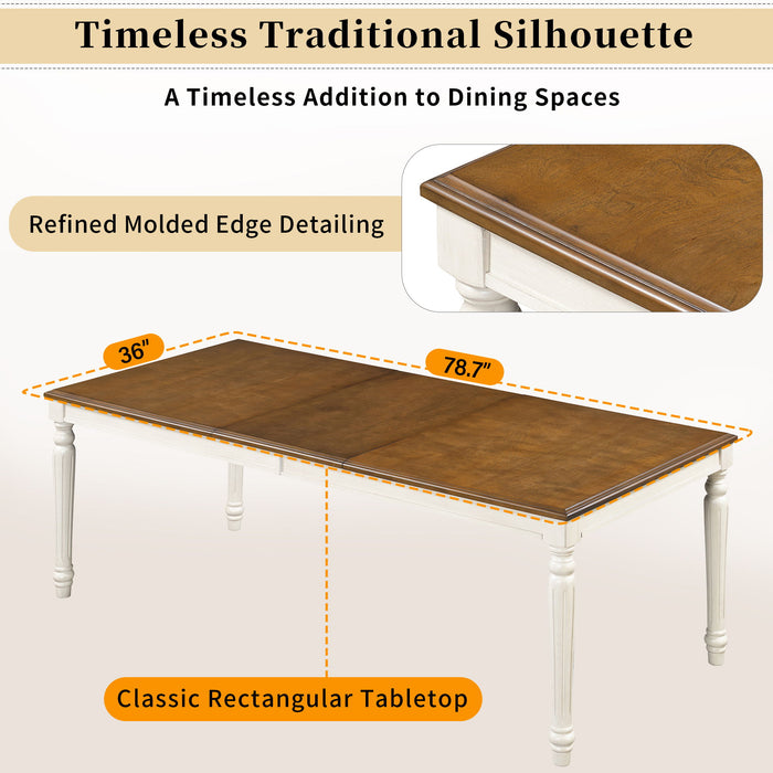 Rectangular Dining Table With Framed Top And Turned Legs - Natural