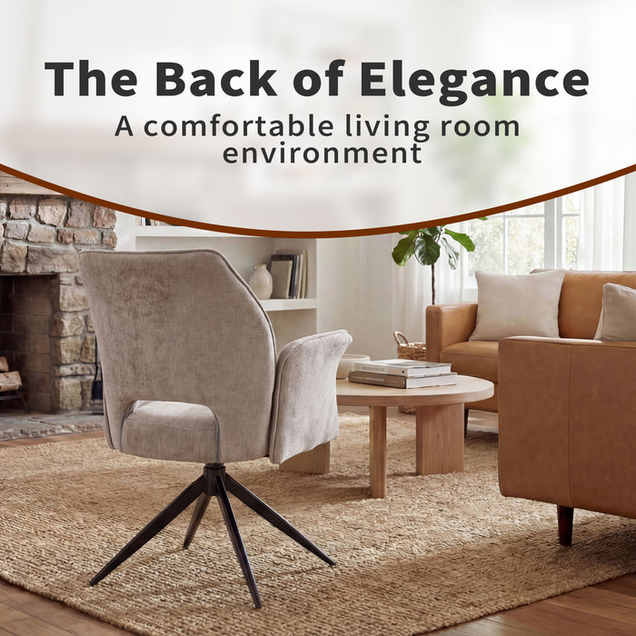 Dining Chair With Soft Cushion And 360° Rotation, Comfortable Armrest For Kitchen (Set of 2) - Gray