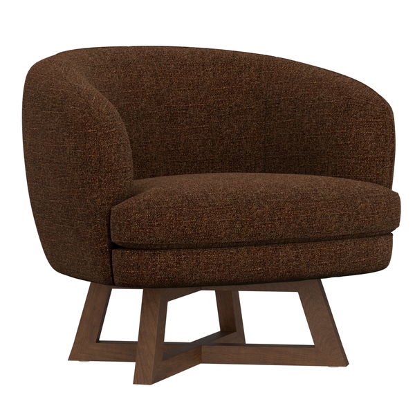 Moira - Swivel Chair With 360-Degree Swivel And Solid Wood Base - Chili