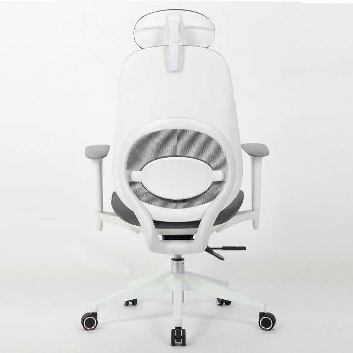 Office High Back Swivel Desk Chair With Height Adjustable Backrest, 3 Tilt Lock & Rotatable Headrest - Milk White