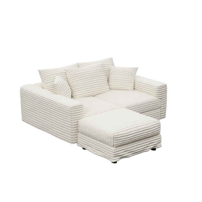 Deep Seat Convertible Sofa With Soft Pillows And Ottomans