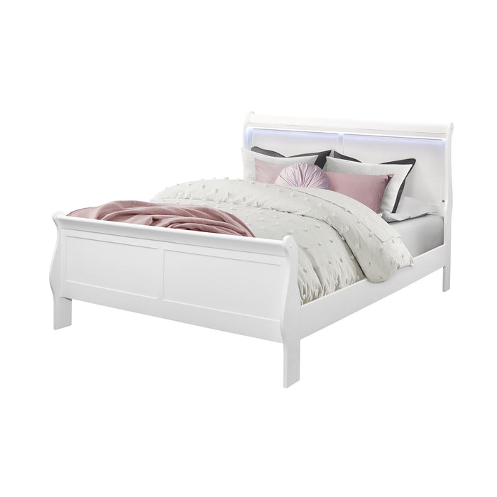 Charlston - Modern Sleigh Design Bed With LED