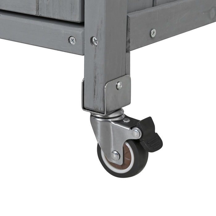 Foldable Outdoor Kitchen Island With Lockable Wheels, Storage Cabinet And Towel Rack For Patio