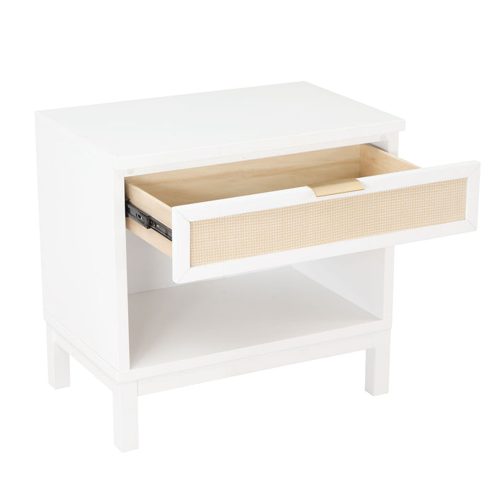 Blake - Cane 1 Drawer Nightstand With Cane Front - White