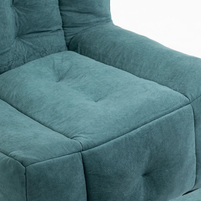 Modern Indoor Fluffy Bean Bag Chair With Memory Foam And Ottoman, Super Soft