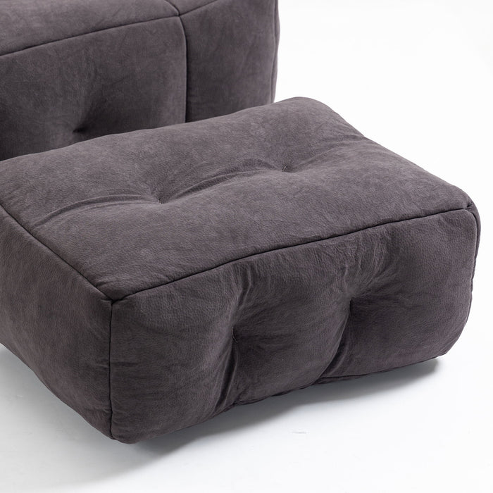 Modern Indoor Fluffy Bean Bag Chair With Memory Foam And Ottoman, Super Soft