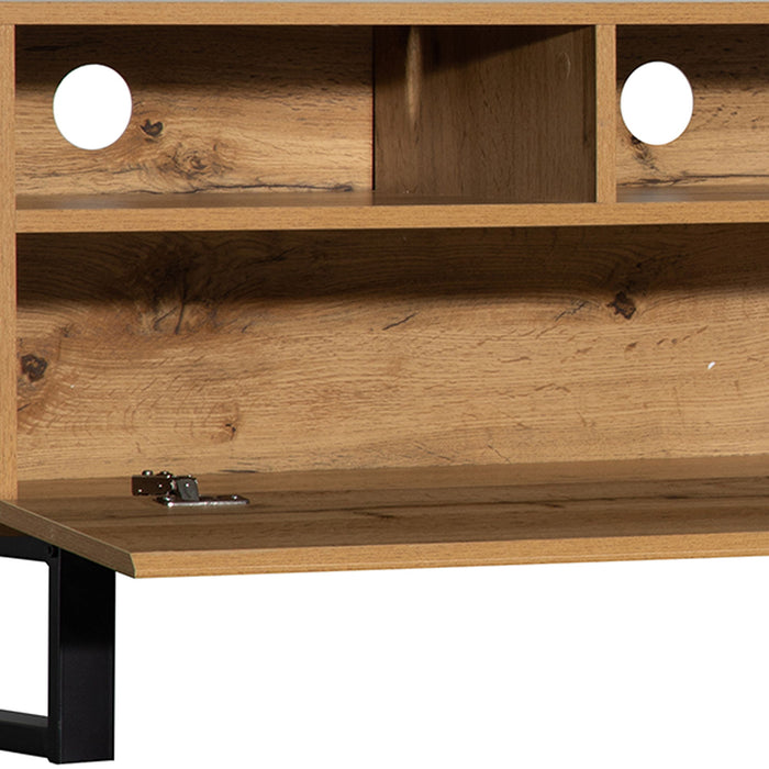 TV Stand For 80'' TV With Double Storage Space, Media Console Table With Drop Down Door