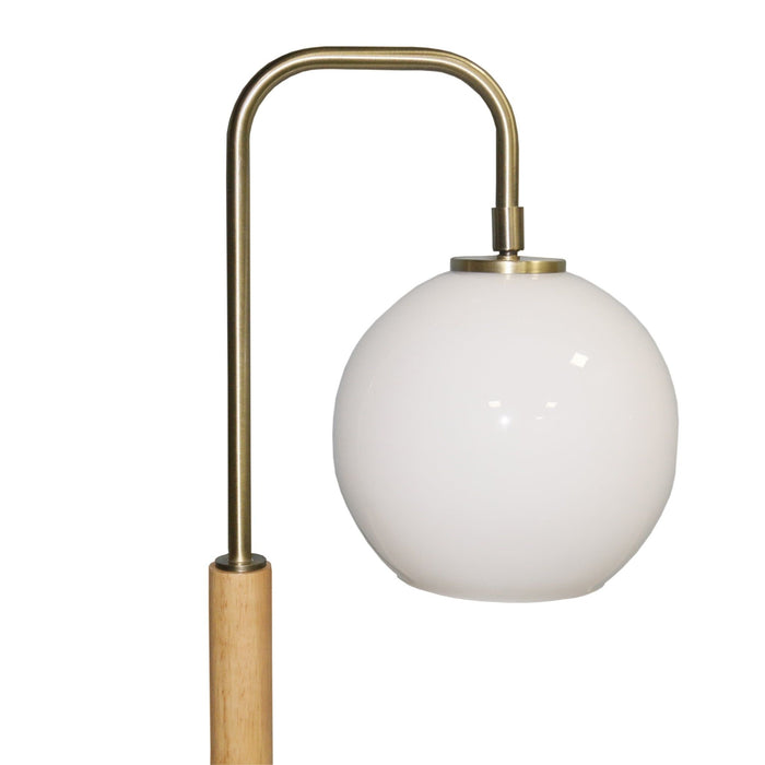 Bedside Table Lamp With Globe Lampshade - White