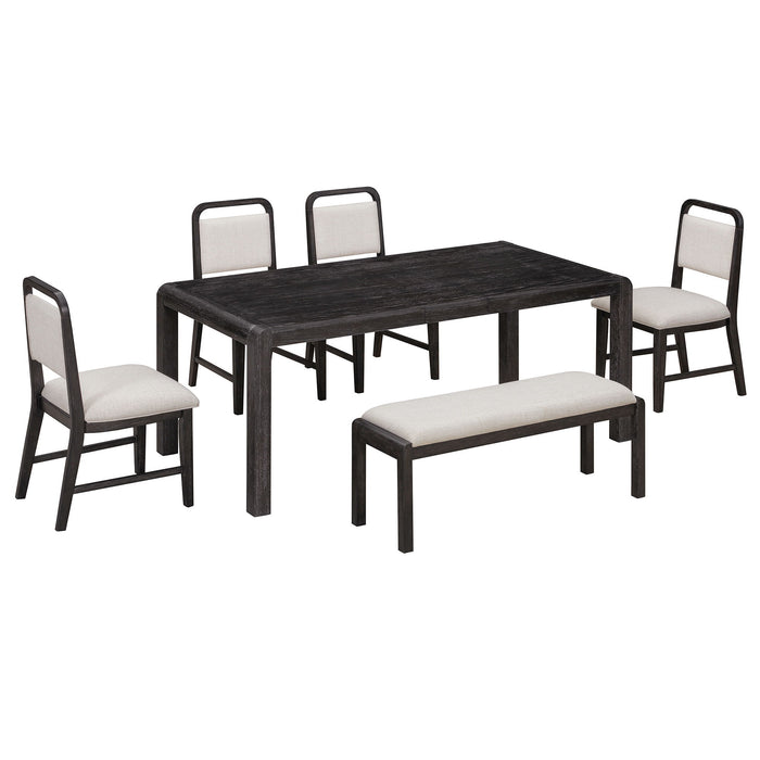 Extendable Dining Table Set With 4 Upholstered Chairs And 1 Bench
