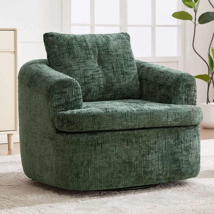 Modern Swivel Barrel Chair With Dual-Layer Cushion