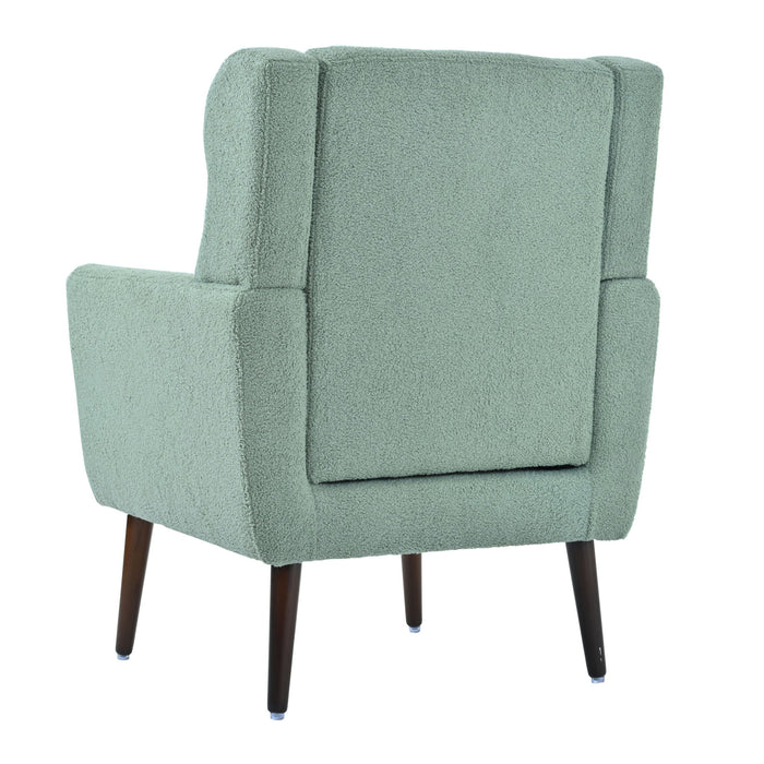Modern Accent Chair, Teddy Fabric Living Room Chairs Comfy Reading Chair, Mid Century Accent Chair, Lounge Arm Chairs Armchair For Living Room Bedroom - Light Green