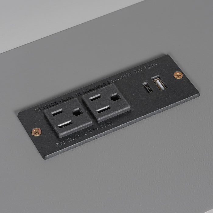 Platform Bed With Upholstered Headboard, Storage Shelves, Drawers, Charging Station, LED Lighting, Built In Desk