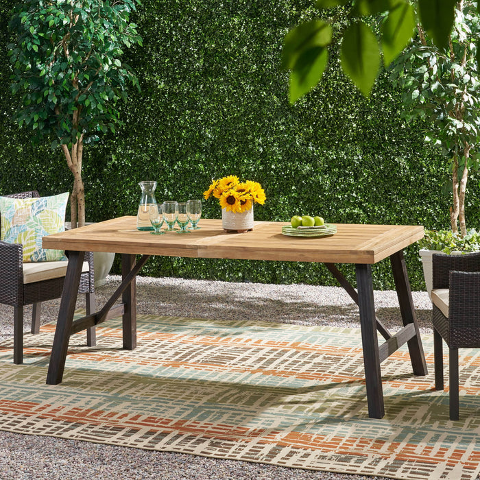 Outdoor Dining Set With 2 Bench And 1 Dining Table - Light Brown