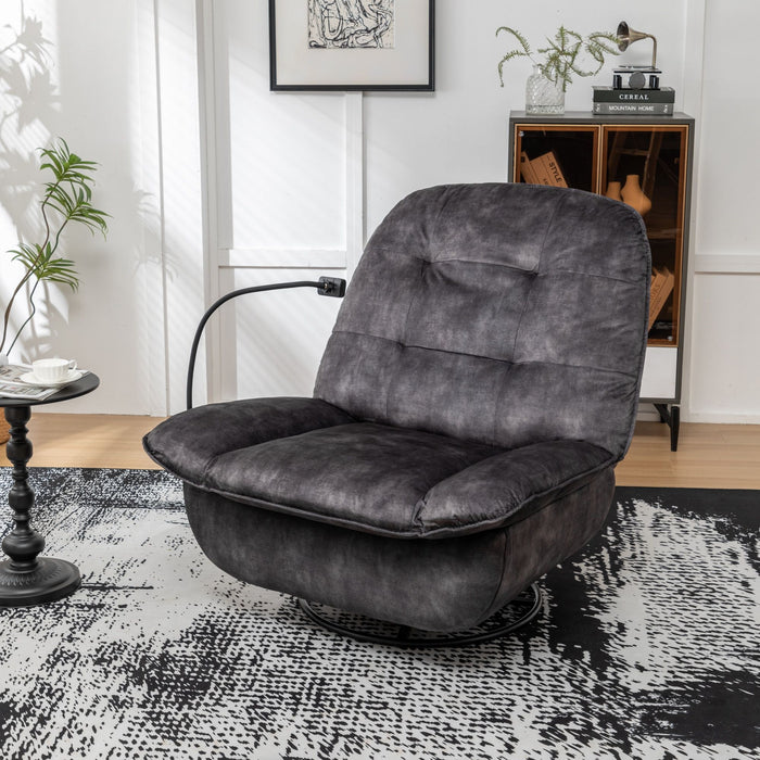 Modern Swivel Gliding Recliner Chair With Rocking Function And Phone Holder, Large Comfortable