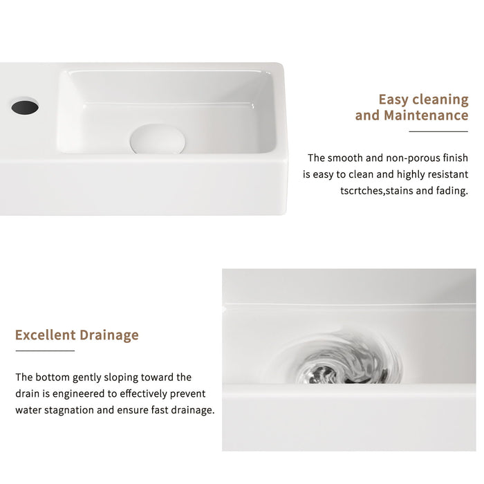 Wall Mounted Bathroom Sink With Faucet And Drain