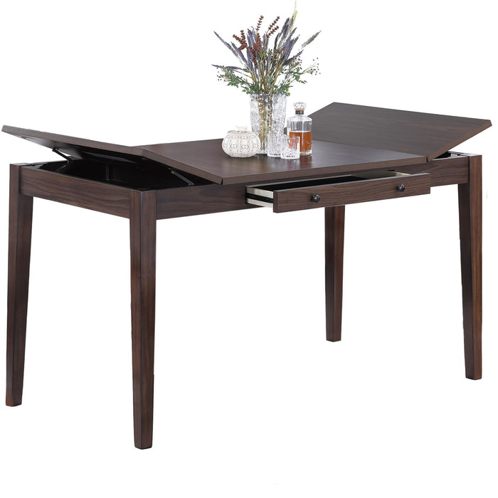 Counter Height Dining Table With Lift Top Storage And Front Drawer - Walnut