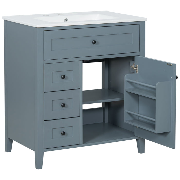 Modern Bathroom Vanity With Sink, 3 Drawers And Adjustable Shelf