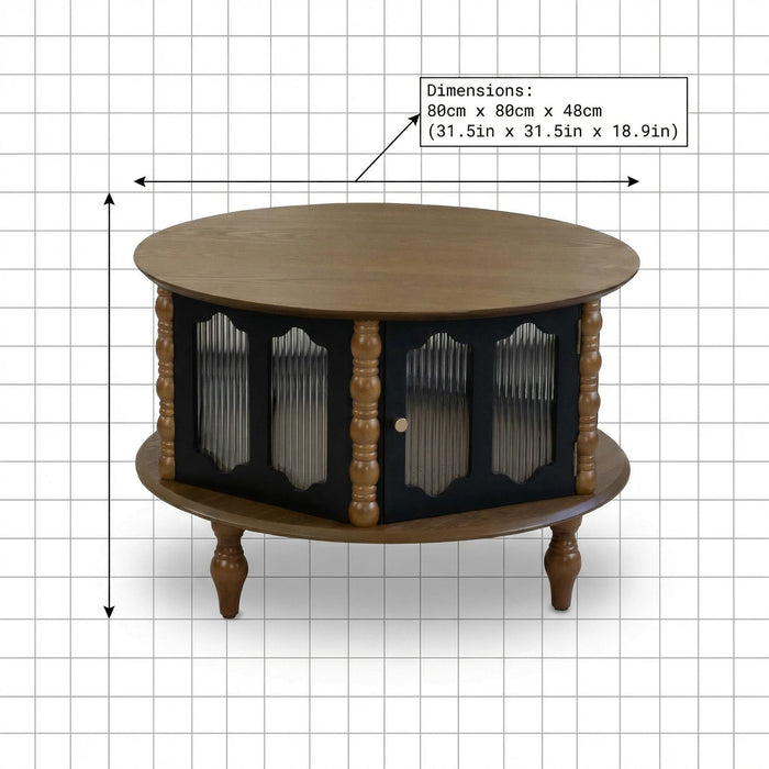Round 3 Door Storage Coffee Table For Living Room