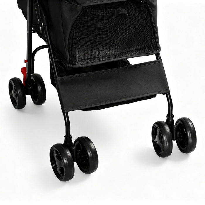 Foldable Pet Stroller For Small Dogs And Cats With Multi Functional Tray