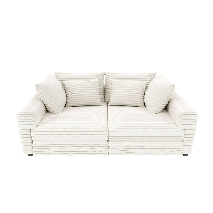 Plush Corduroy 4 Seat Sofa, Modern Comfy Upholstered Sofa Cloud Couch, Deep Seat Couches With Soft Pillows