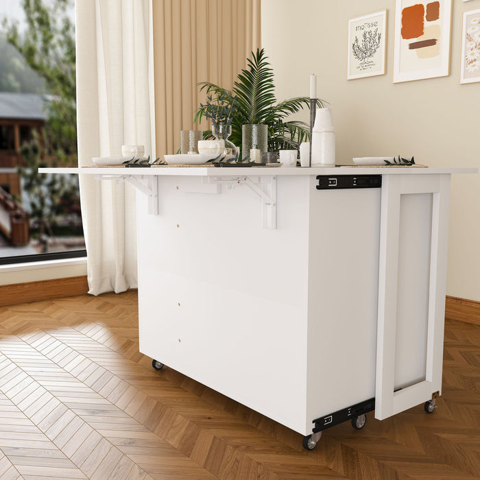 3 In 1 Foldable Side Table With 4 Storage Shelves