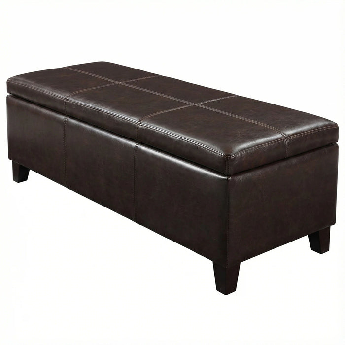 Rectangle Storage Ottoman Bench For Living Room - Brown