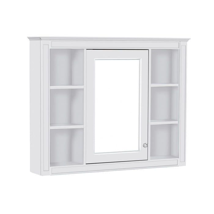 Wall Mounted Medicine Cabinet With Mirror, Storage Cabinet Featuring 6 Open Shelves And Adjustable Interior