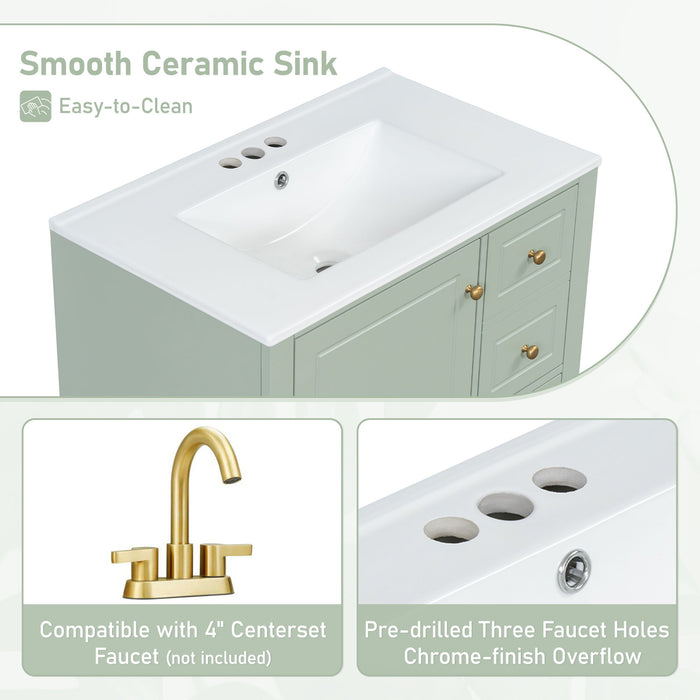 Freestanding Bathroom Vanity With Sink, Soft Close Door, 3 Drawers