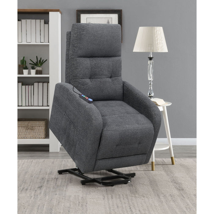 Lyle - Upholstered Power Massage Chair With Heat And Remote Control - Charcoal