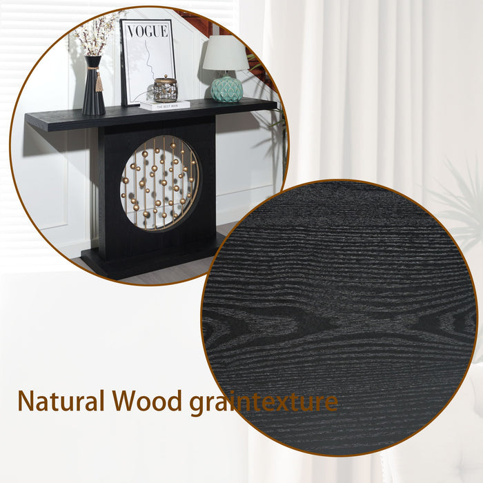 Console Table With Circular Art Decor For Living Room - Multi
