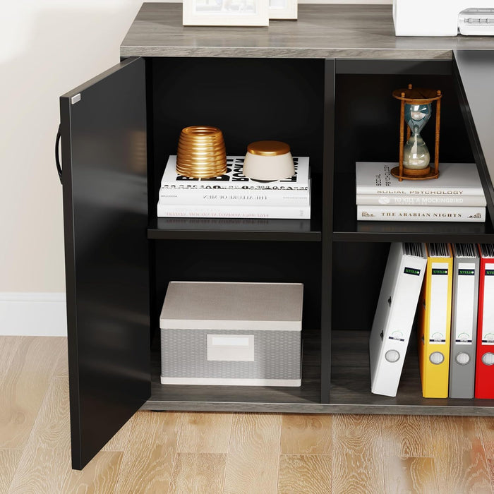 L-Shaped Executive Desk With Cabinet Storage