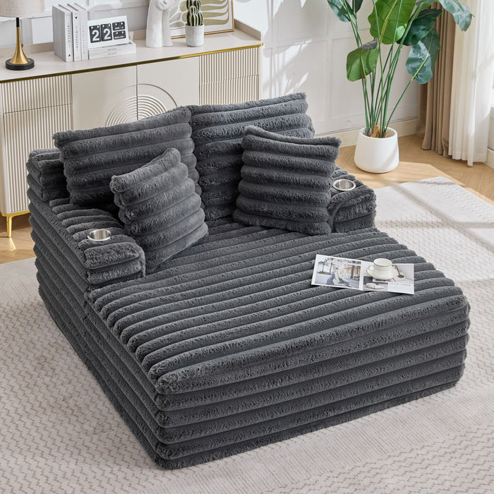 Oversized Chaise Lounge Chair Indoor With Pillows For Living Room