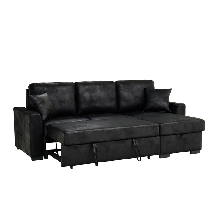 Upholstered Sectional With Pull-Out Bed And Chaise Storage