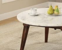 Gasha - Coffee Table - White Marble / Walnut
