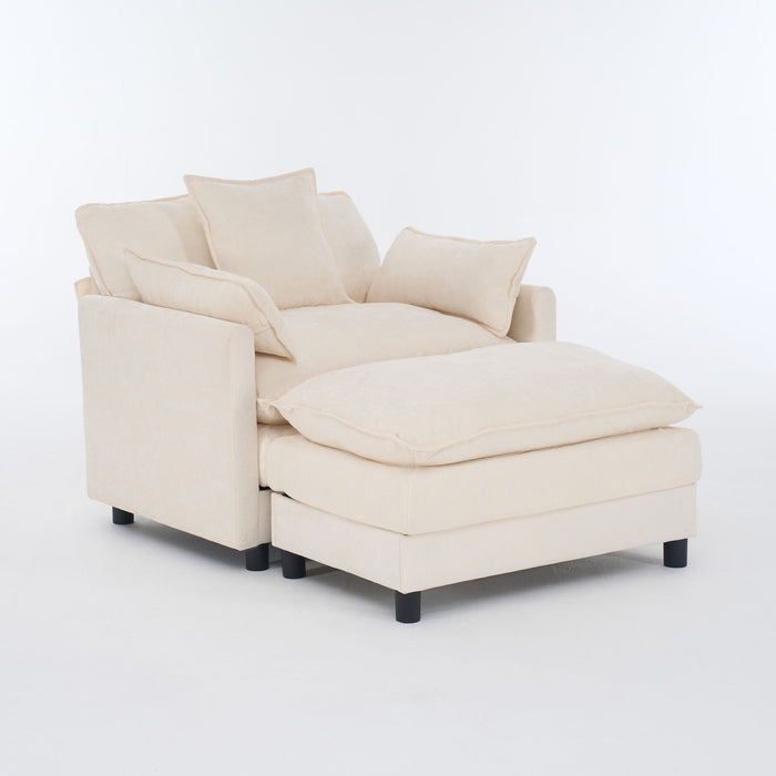 Accent Chair With Ottoman - Beige