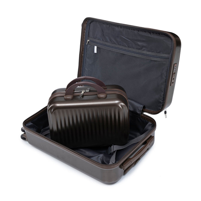 Luggage Set With Cosmetic Case, Combination Lock, Front Opening Design