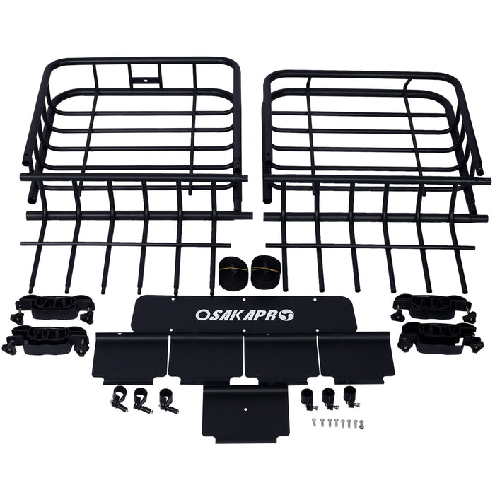 Motoring Rooftop Cargo Carrier Basket Steel, Universal Fit Roof Rack