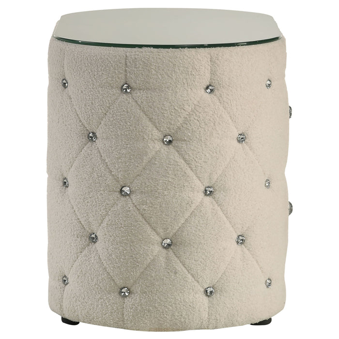 Santiago - Oval 2 Drawer Upholstered Nightstand - Ivory
