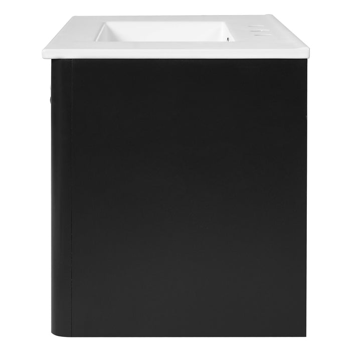 Floating Bathroom Vanity With Oval Knobs & Round Edge, Soft Close Drawer Slides