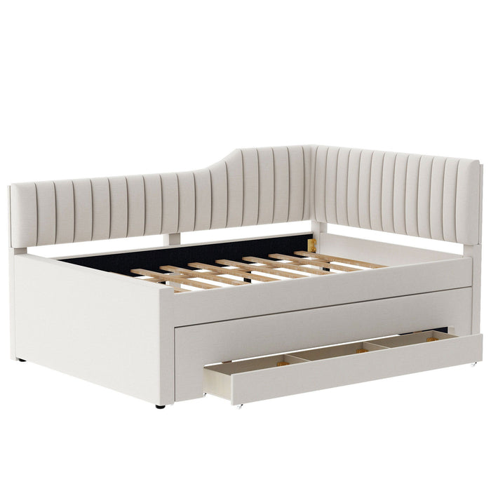 Upholstered Daybed With Trundle And 3 Drawers