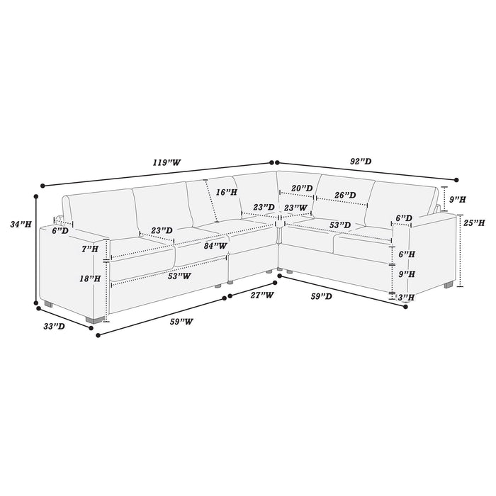 L-Shaped Sectional Set For Living Room