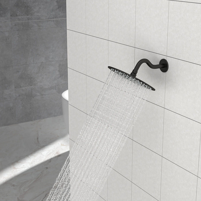 8" Shower Arm With Flange, Adjustable Angles - Matte Black