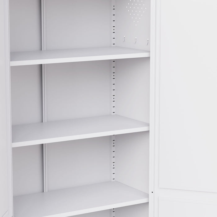 Kitchen Pantry Cabinet With Doors, Heavy-Duty Freestanding Storage Organizer With 5 Adjustable Shelves, Tool Free Assembly - White