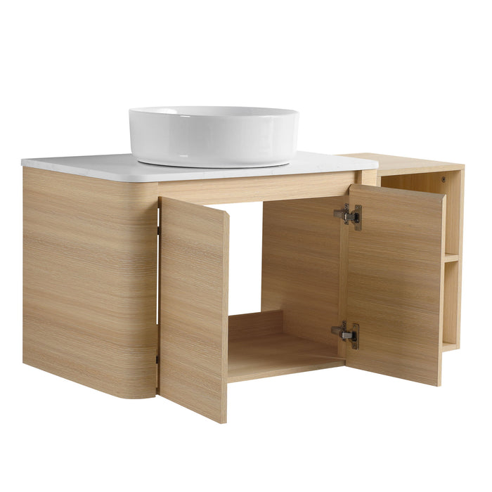 Mounted Bathroom Vanity With Art Sink, Storage Shelves, Soft Close Door