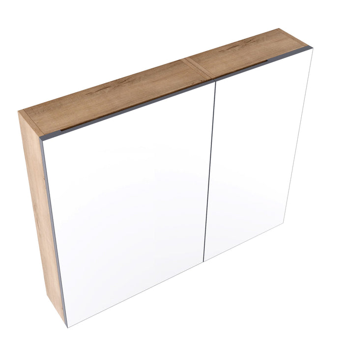 33.56" Wall Mounted Bathroom Cabinet With Adjustable Shelves - Imitative Oak
